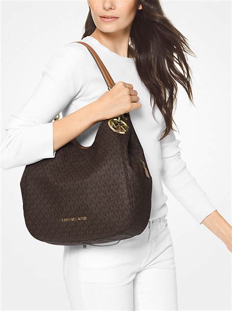 michael kors schultertasche weiß|Lillie Large Signature Logo Shoulder Bag .